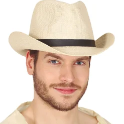 SALE Hut 20er-Jahre, Herrenhut im 20er-Jahre Stil, Cowboyhut, hell-beige mit schwarzem Hutband