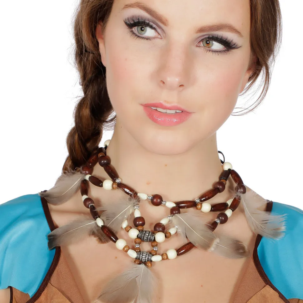 SALE Kette Indianerin, mit Perlen und Federn