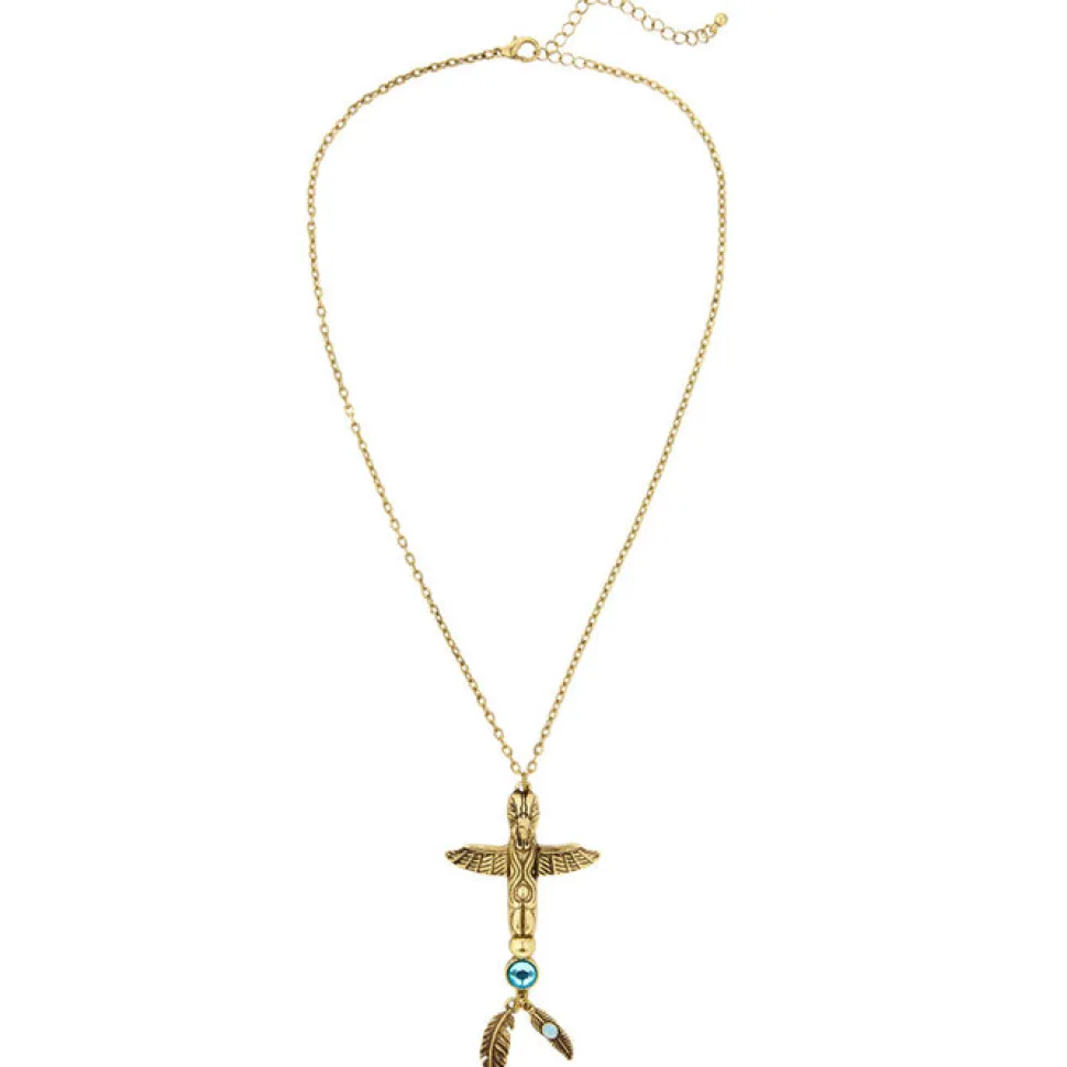 SALE Kette Indianer, mit Totem und Topas-Stein