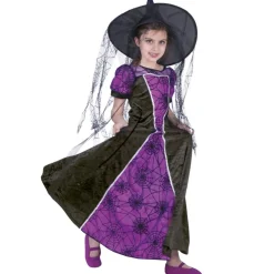 SALE Kinder-Kostüm Hexe Spider, Hexenkleid schwarz-lila, Gr. 104