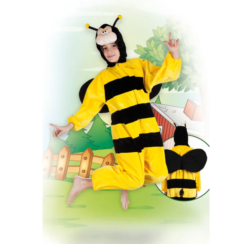 SALE Kinder-Kostüm Overall Biene, Gr. M bis 140cm Körpergröße - Plüschkostüm, Tierkostüm