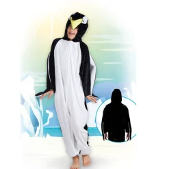 SALE Kinder-Kostüm Overall Pinguin, Gr. M bis 140cm Körpergröße - Plüschkostüm, Tierkostüm