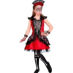 SALE Kinder-Kostüm Tag der Toten, mit Kleid, Handschuhen, Kopfschmuck, Gr. 116