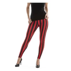 SALE Leggings gestreift, schwarz-rot, Größe S-M
