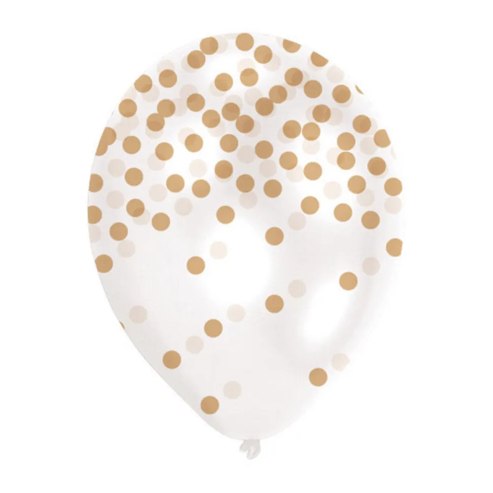 SALE Luftballon Konfetti tranparent, Gold, 6 Stk.