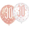 SALE Luftballon Latex 30. Geburtstag, weiß & rosa, Größe: ca. 30 cm, 6 Stück