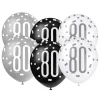 SALE Luftballon Latex 80. Geburtstag, weiß / grau / schwarz, Größe: ca. 30 cm, 6 Stück