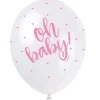 SALE Luftballon Latex Hello Baby, weiß & rosa / pink, mit Herzchen, Größe: ca. 30 cm, 5 Stück