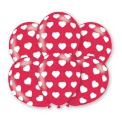 SALE Luftballon Polka Hearts, Rot, 6 Stk.