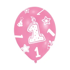 SALE Luftballon 1st Birthday, pink, 6 Stk.
