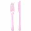 SALE Mehrweg-Besteck-Set Messer und Gabel aus Kunststoff, je 12 Stück, rosa