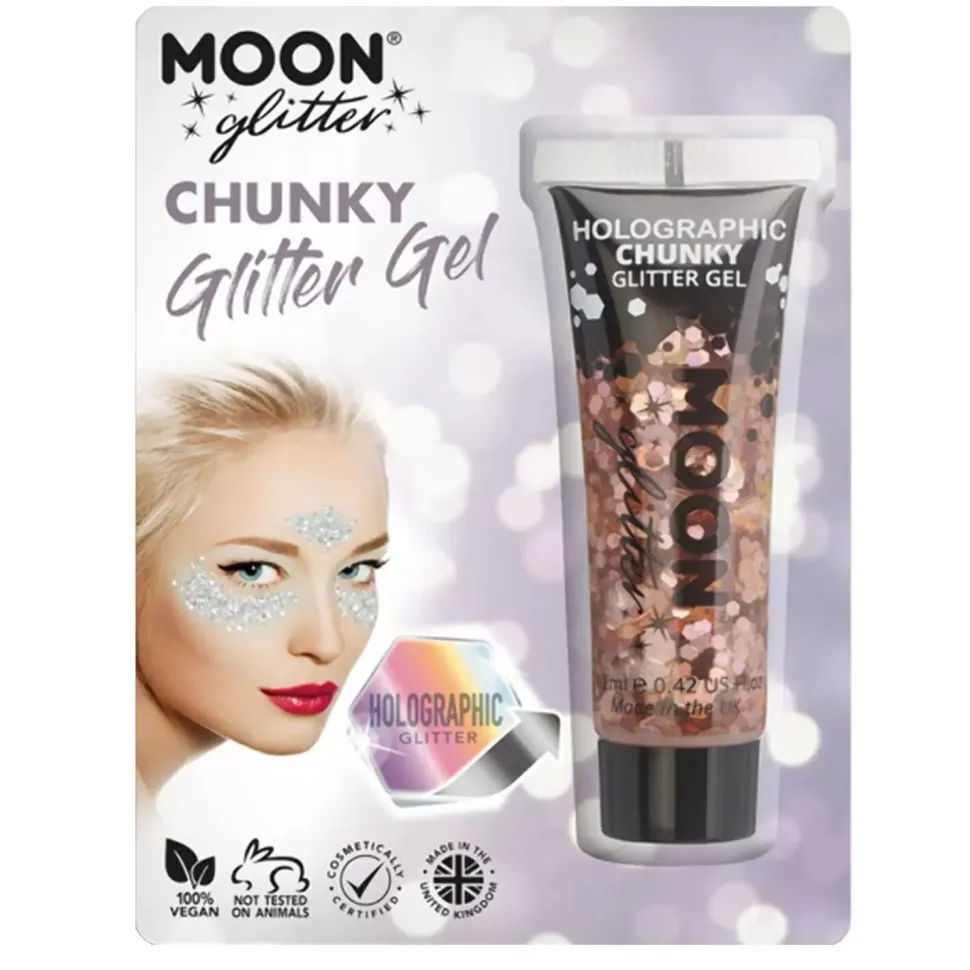SALE Moon Creations Glitzer Schminkgel holographisch, grob, 12 ml, rose-gold