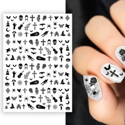 SALE Nagelsticker Halloween schwarz, unterschiedliche Formen, Karte mit 150 Stück