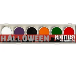 SALE PAINT IT EASY Aqua-Make-Up Schminke auf Wasserbasis, Malkasten mit Pinsel, 6 Halloween-Farben