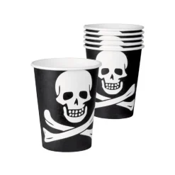 SALE Papp-Becher mit Totenkopf, schwarz, ca. 210ml, 10 Stück