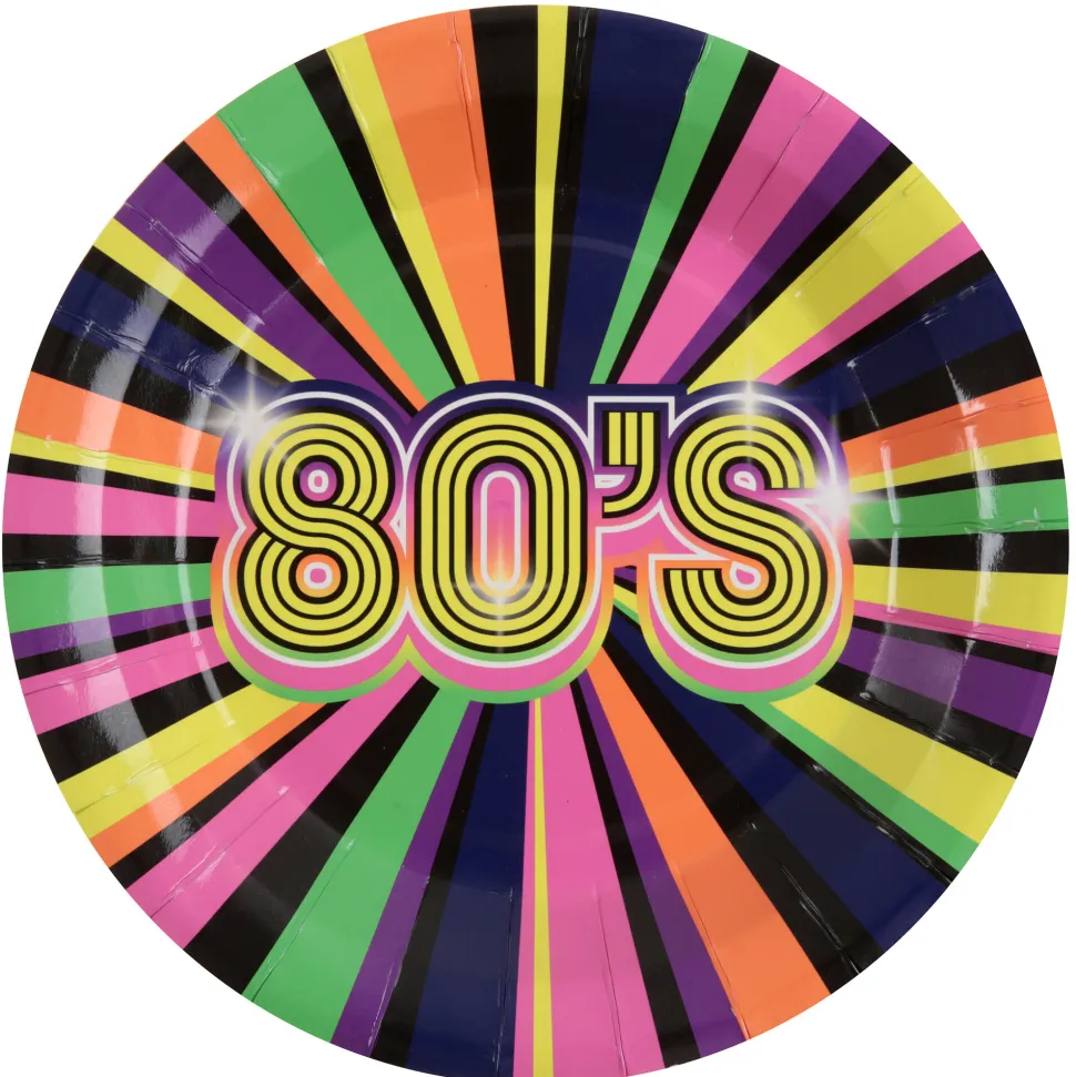 SALE Papp-Teller Back to the 80s-Party, 10 Stück, ca. 23cm