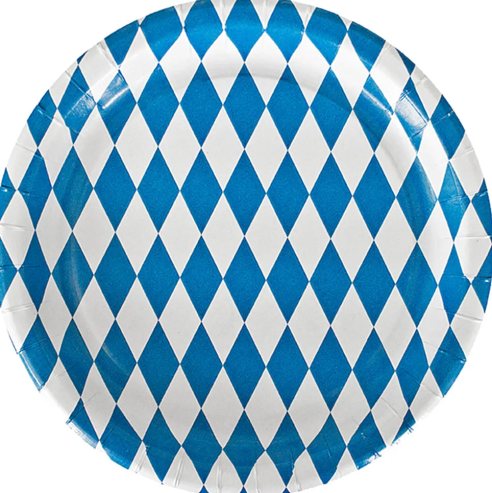 SALE Papp-Teller Bayern, 23cm Bayrisch-Blau, 10 Stück, Bayrische Dekoration, Bayrisches Fest, Blau-Weiß