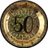 SALE Papp-Teller Happy Birthday 50 gold-schwarz, 10 Stück, ca. 23cm