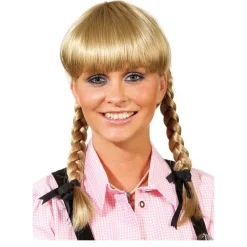 SALE Perücke Damen mit zwei geflochtenen Zöpfen und Pony, mittelblond