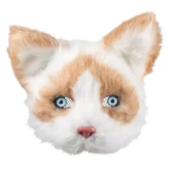 SALE Plüsch-Halbmaske Katze, braun-weiß