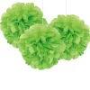 SALE Pompom / Blume aus Papier, Raumdeko zum Aufhängen, Größe: ca. 22 cm, 3 Stück, Farbe: Grün