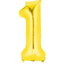 SALE Riesiger Folienballon Zahl 1, Premiumqualität, Höhe: ca. 86 cm, Farbe: Gold
