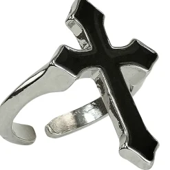 SALE Ring mit gotischem Kreuz, schwarz