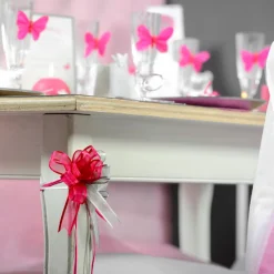 SALE Schleife aus Organza, ca. 20 mm, fuchsia, 5 Stk.