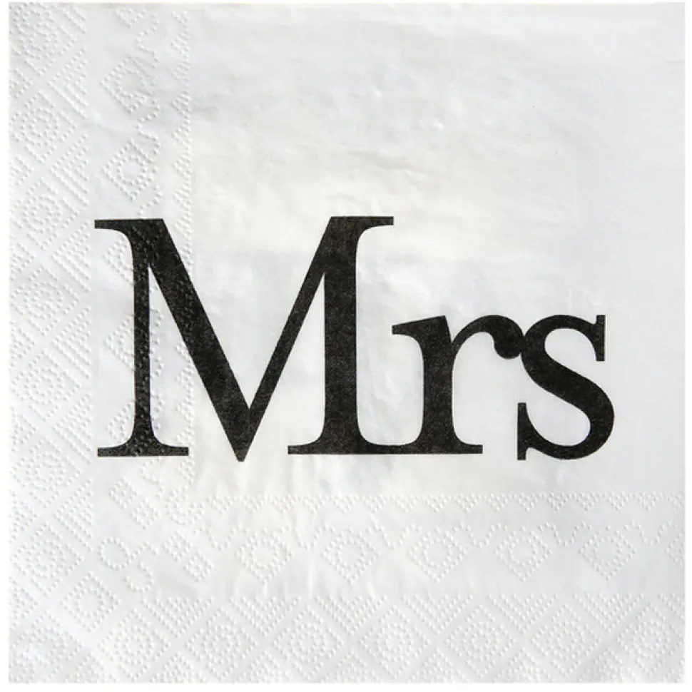SALE Servietten Mrs. weiß mit Brautkleid, 20 Stück