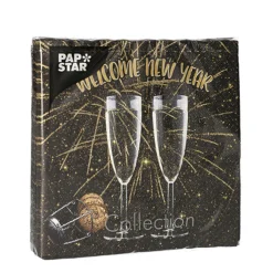 SALE Servietten Welcome New Year für Silvester, 3-lagig, 25 x 25 cm, 20 Stück