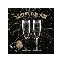 SALE Servietten Welcome New Year für Silvester, 3-lagig, 25 x 25 cm, 20 Stück