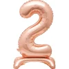 SALE Stehender Folienballon Große Zahl 2, rose-gold, 76cm