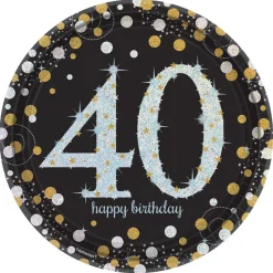 SALE Teller Happy-Birthday / Herzlichen Glückwunsch Sparkling 40, Ø 23 cm 8 Stk.