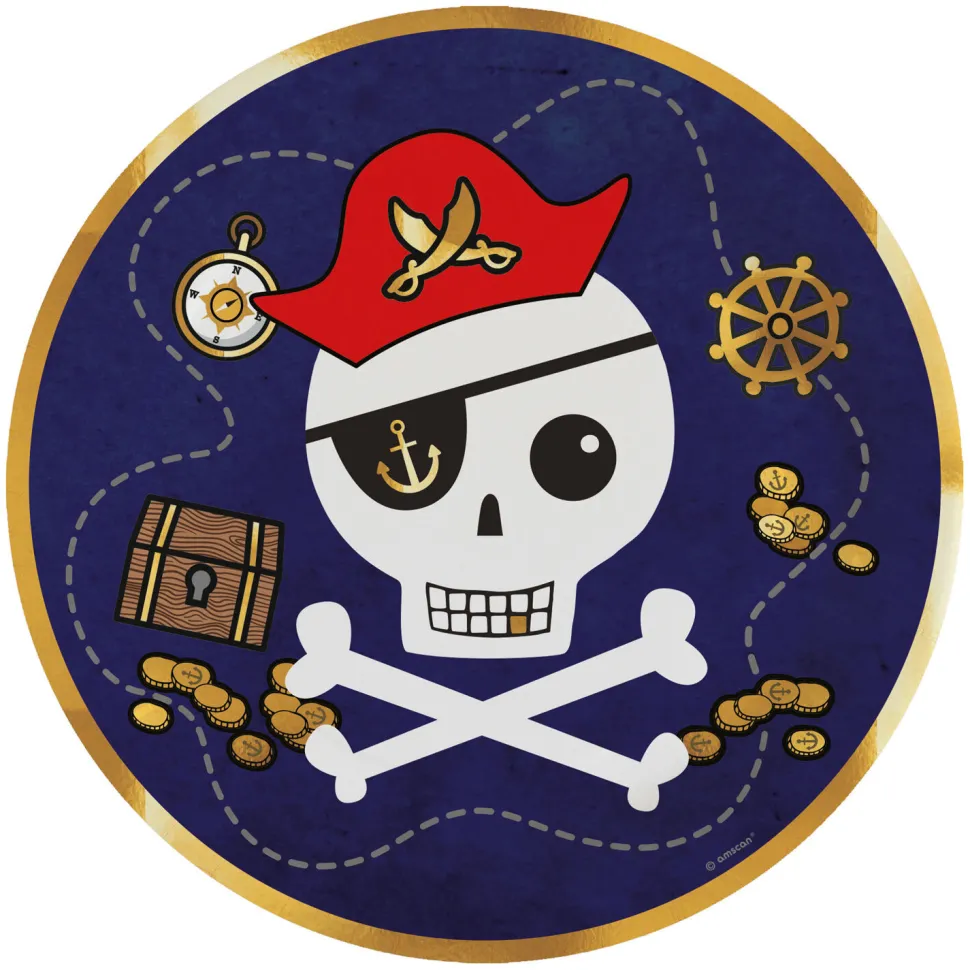 SALE Teller Piraten Schatzkarte, Ø 22,8 cm, 8 Stück