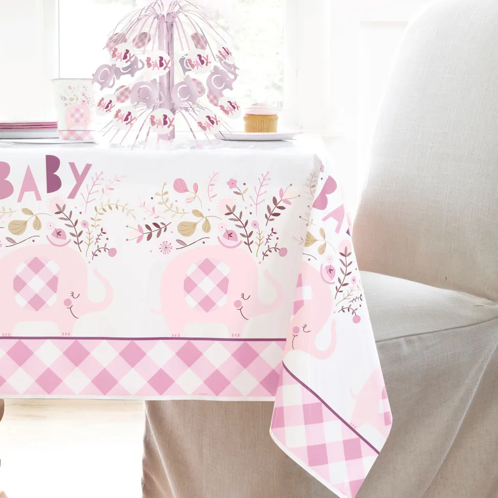 SALE Tischdecke Babyparty rosa Elefant, 137x213 cm