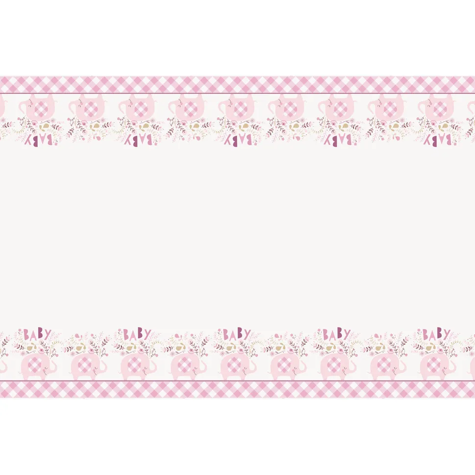 SALE Tischdecke Babyparty rosa Elefant, 137x213 cm