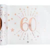 SALE Tischläufer Happy Birthday 60, weiß-rosé-gold, 30cm x 5m