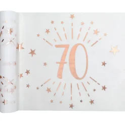 SALE Tischläufer Happy Birthday 70, weiß-rosé-gold, 30cm x 5m