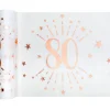 SALE Tischläufer Happy Birthday 80, weiß-rosé-gold, 30cm x 5m