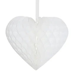 SALE Wabenball weißes Herz, 28 x 32 cm, schwer entflammbar