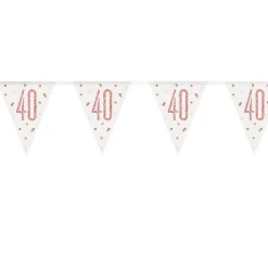 SALE Wimpelkette 40. Geburtstag, rosegold-glitzer, Länge: ca. 2,7 m