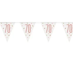 SALE Wimpelkette 70. Geburtstag, rosegold-glitzer, Länge: ca. 2,7 m