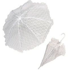 Schirm aus Spitze, weiß, Durchmesser ca. 95 cm