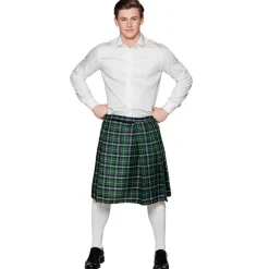 Schottenrock Tartan mit Tasche, grün, lang