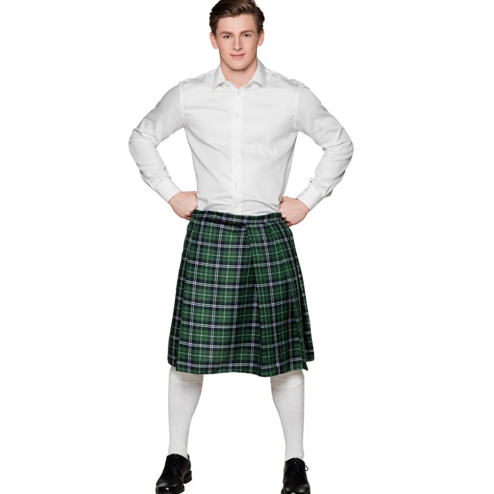 Schottenrock Tartan mit Tasche, grün, lang