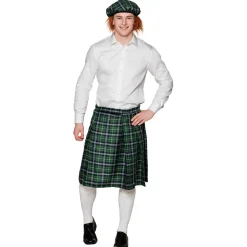 Schottenrock Tartan mit Tasche, grün, lang