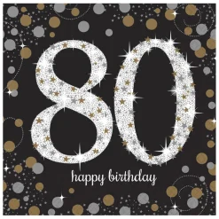 Servietten Happy-Birthday / Herzlichen Glückwunsch Sparkling 80, 33cm 16 Stück
