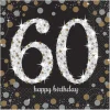 Servietten Happy-Birthday / Herzlichen Glückwunsch Sparkling 60, 33cm 16 Stück