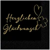 Servietten Herzlichen Glückwunsch, schwarz, 33 x 33 cm, 16 Stück