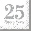 Servietten Silberhochzeit, 25 Happy Years, 33 x 33 cm, 16 Stück
